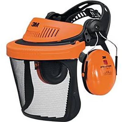 3M gelaats-/gehoorbeschermingscombinatie G5V5CH51, roestvrijstalen gaasvizier, SNR 26 dB, EN 1731 EN 352-1-3, oranje