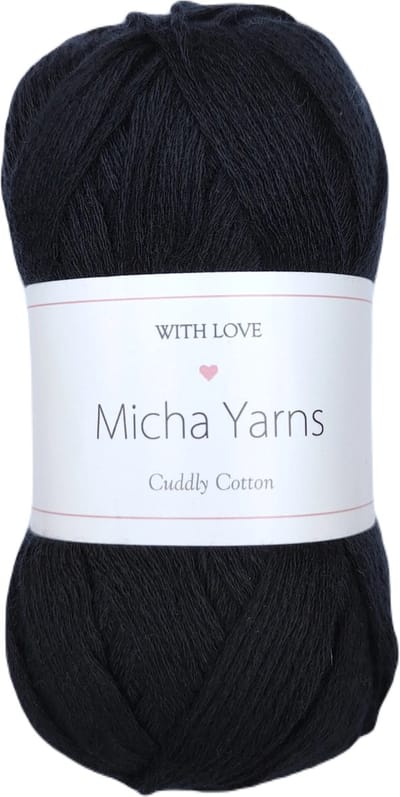 Micha Yarns - 80% katoen 20% acryl breiwol - 5 bollen - 5 x 100gram - 200 meter per bol - Zwart (000)