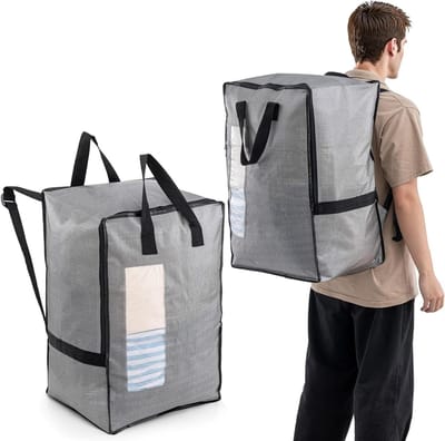 Verticale Opbergzakken voor Kleding, Sterke Handvatten en Ritsen, Ideaal voor Verhuizen en Reizen (Grijs, 2 Stuks)