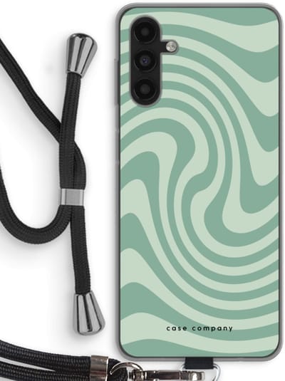 Case Company® - Hoesje met koord geschikt voor Samsung Galaxy A13 5G hoesje met Koord - Swirl Groen - Telefoonhoesje met Zwart Koord - Bescherming aan alle Kanten en Over de Schermrand