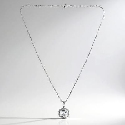 Cavill - Zilveren Halsketting - 925 Sterling Zilver Gerhodineerd - Witte Topaas 9,36 ct & Zirkonia 0,42 ct - Elegante Ronde Ketting Dames Nigeria