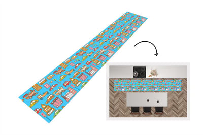 Keukenloper - Loper keuken - Patronen - Auto - Huis - 300x50 cm - Keukenloper vinyl