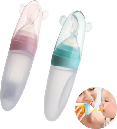 Kinderbestek - Lepeltje - Zachte Siliconen Lepel - Flesweigeraar - Handige Baby Knijpfles - LOUZIR