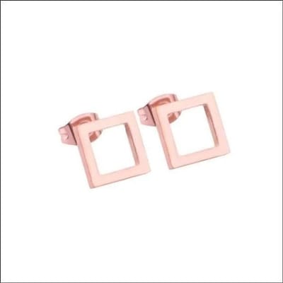 Aramat Jewels | Oorbellen | RVS Vierkante Oorstekers Zwart 6mm - Minimalistisch Design | 9mm / Rosékleurig | |9mm | Staal | Volwassenen | Verkleurd niet