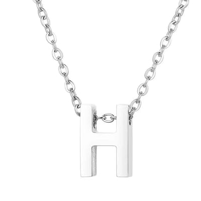 Aramat Jewels | Halskettingen | Stalen Initiaal Letterketting Vrouw – 45cm Zilverkleurig Gepersonaliseerd | H | |1,5mm | Staal | Volwassenen | Verkleurd niet