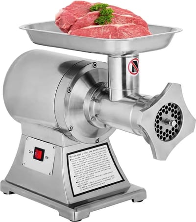 Elektrische Gehaktmolen - Voor alle soorten Vlees - Roestvrij staal - Vleesmolen - worstenmaker - 1100W - 550Lbs/Hour - 1.5HP - 93 r/min - Zilver