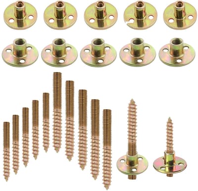 Dailygoods- Tee Moer 20 Stuks - M6/M8 Hangerbouten - Koolstofstaal - Geplateerd - Meubel Hardware - Ideaal voor Houtbewerking - Meubelmoer