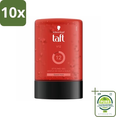 10 x Taft - V12 - Styling Gel - Supersnelle hold - 300 ml - Grootverpakking - Styling Gel - Taft V12 - Snel Drogend - Sterke Hold - Vegan Styling Gel