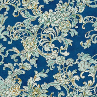 Vintage Bloemen behang blauw 34077-1