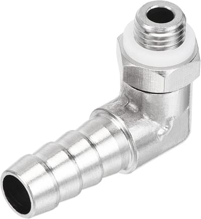 Hose connector 90 graden, verchroomd, 8 mm, slangverbinding voor gas, M8 x 1 binnendraad, duurzaam en betrouwbaar
