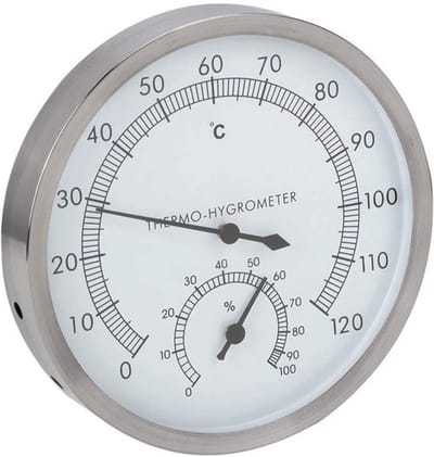 Allecto - Roestvrij stalen saunathermometer - Hygrometer - voor