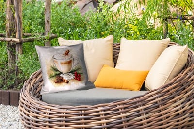 Tuinkussen - Winter - Koffie - Warm - Decoratie - 40x40 cm - Weerbestendig