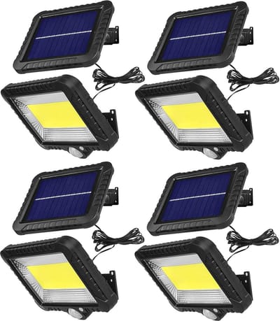 Set van 4 Zonne-energie LED Spots met Bewegingssensor en Schemersensor - Koud Wit Licht