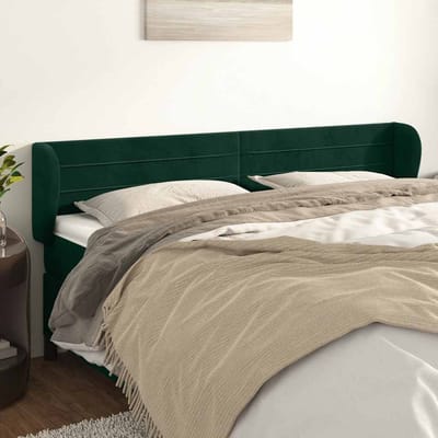 vidaXL - Hoofdbord - met - randen - 163x23x78/88 - cm - fluweel - donkergroen