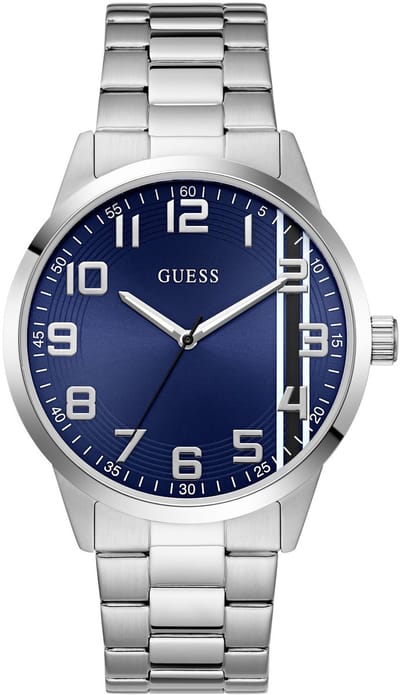 Guess Speedometer Quartz Analoog Horloge Zilver Kleur Kast: 100% Gerecycled Staal | Armband: 100% Roestvrij Staal 44 mm U1468G1M, U1468G3M