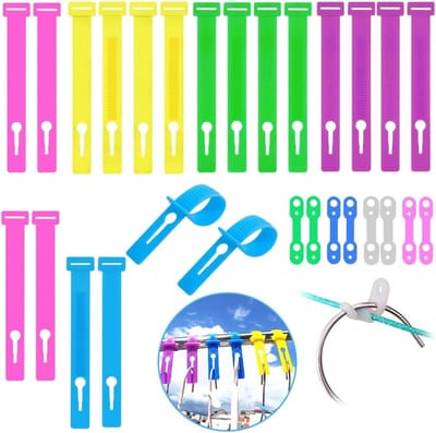 Non-slip Wasknijpers - 20 Plastic Klemmen voor Waslijn in 5 Kleuren, 8 Windbestendige Klemmen in 4 Kleuren, Ideaal voor Buitengebruik en Bescherming tegen Wind