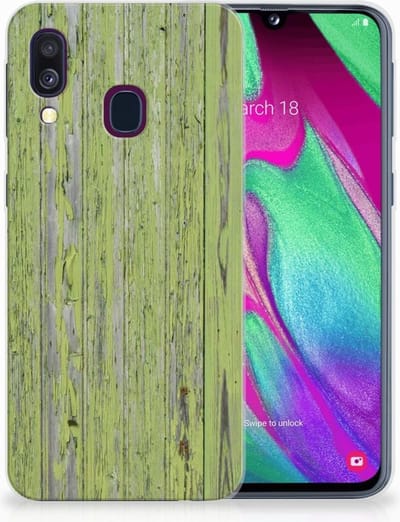Samsung Galaxy A40 Bumper Hoesje Green Wood