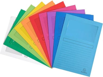 Insteekmappen A4 - 50 stuks, 22 x 31 cm, Duurzaam, Gerecycleerd - L-Map, Venstermappen, Dossiermappen - Assorti kleuren - ACROPAQ