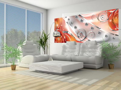 Orange Floral Diamond Abstract Modern Photo Wallcovering
