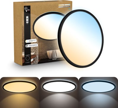 B.K.Licht Shallow - Dimbaar Badkamerlamp Plafonniere - plafondlamp met afstandsbediening - badkamerverlichting met CCT - IP44 - Ø42 - zwart