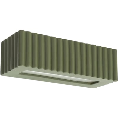 Sollux Lighting Wandlamp Rigata - E27 - olijfgroen - keramiek - 34x12x10cm