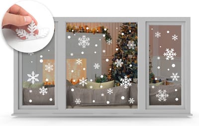Q2P - Kerst Raamstickers - Witte Sneeuwvlokken - Raamdecoratie - Stickers - Wit - Raamversiering - kerst – 72 Stuks