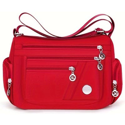 Sac bandoulière à épaule unique pour femme Grande capacité Multi-poches Voyage Mode red
