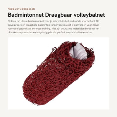Dailygoods- Badmintonnet Draagbaar - Inklapbaar Tennis/Volleybalnet - Duurzaam - Geschikt voor Buiten - Eenvoudig Op te Bergen - Afmetingen 6,5 x 0,5 m - Sportnet