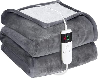 Elektrische deken - Verwarmde plaid - Gezellige warmte - Automatische uitschakeling - 130 x 180 cm - Grijs