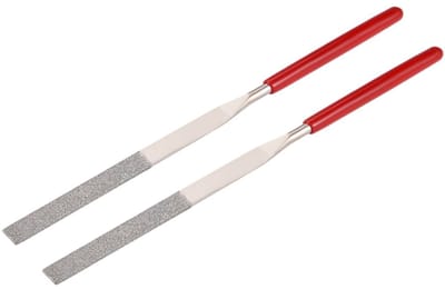 Diamantvijl set - Precisie gereedschap - Metaal bewerken - Industrieel diamant gecoat - 4x160mm 150 korrel - Zilver rood