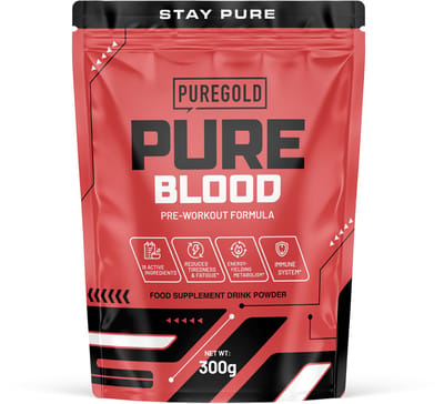 Pure Gold Pure Blood Pre-Workout – 300g – 30 Porties – Pre-Workout Poeder met Creatine, Beta-Alanine & Cafeïne – 18 Actieve Ingrediënten – Tutti Frutti