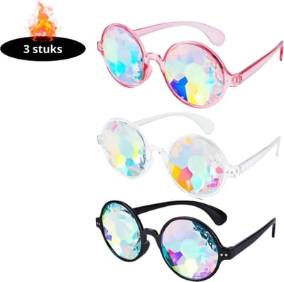 Bovista - Festival Bril - Rave - Space - Techno - Freaky Glasses - Heren - Dames - Zonnebril - 3 stuks