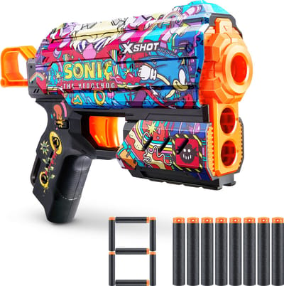 ZURU - XSHOT - Skins Flux Blaster - Robotnik Skin - Met 8 pijltjes - speelgoedblaster