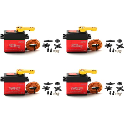 4 Stuks Digitale Servo 25Kg Hoog Koppel 180 Graden Rvs Gear Servo Voor 1/8 1/10 Afstandsbediening Auto 4pcs rood