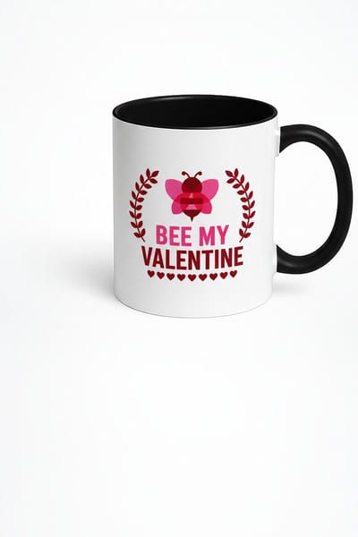 Valentijn Mok "Bee My Valentine" met Roze Bij en Harten - Uniek Cadeau