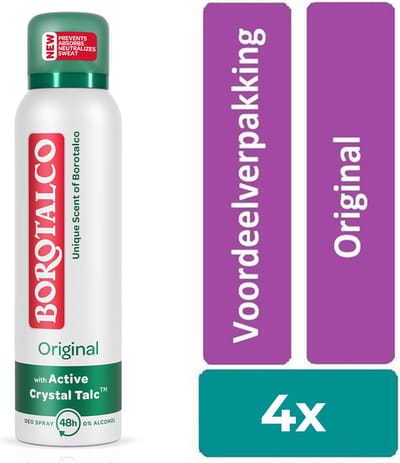 Borotalco - Deodorant - Spray - Original - 150ml x 4