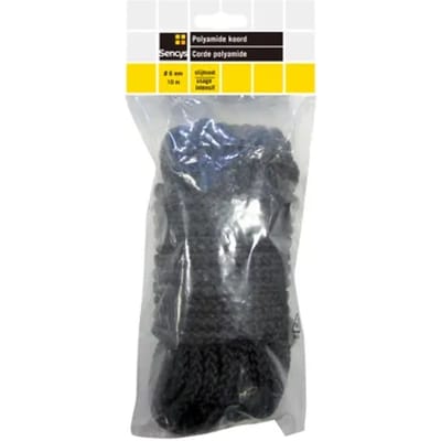 Sencys Multifunctioneel Touw - Gevlochten Polyamide - Slijtvast - 6mm X 10m - Zwart