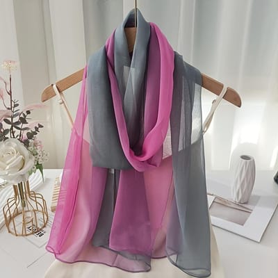 Design Imprimé Couleur Dégradée Foulard Châle en Soie pour Femme Foulard Élégant pour la Tête Bandage Pratique Hijabs Foulards Musulmans en Mousseline black