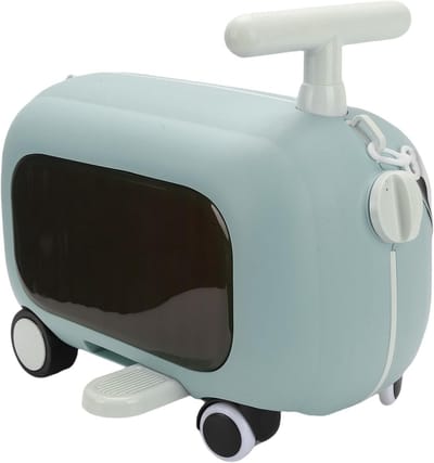 Kindertrolley met Zitfunctie, Opvouwbare Pedalen en Grote Capaciteit voor Reizen, Ideaal voor Peuters en Kinderen (Blauw)