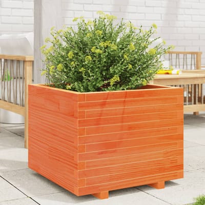 vidaXL - Plantenbak - 60x60x49,5 - cm - massief - grenenhout - wasbruin