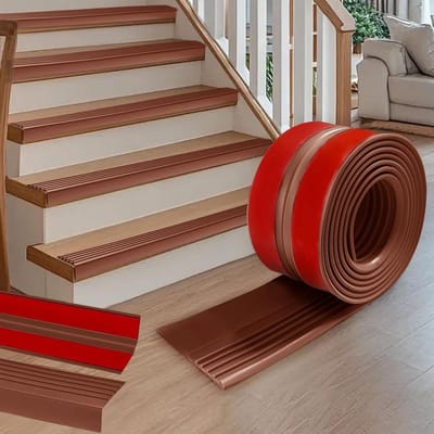 Traprandprofiel PVC - Antislip strip - Veilig traplopen - Zelfklevend L-profiel - 300 x 9.5 cm - Bruin