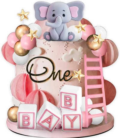 Baby Shower Cake Decorations Girls Elephant Cake Topper Balls Decoration - ShopVlot