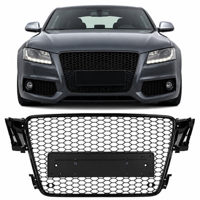 Grill Geschikt voor Audi A5 B8 8T 2007-08/2011 Pre-Facelift Zonder Embleem Hoogglans Zwart