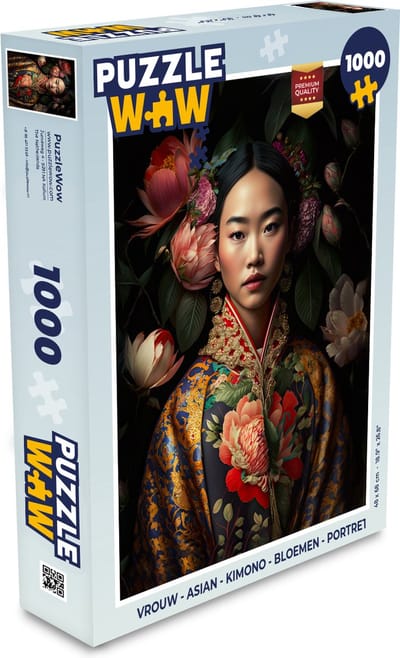 Puzzel Vrouw - Asian - Kimono - Bloemen - Portret - Legpuzzel - Puzzel 1000 stukjes volwassenen