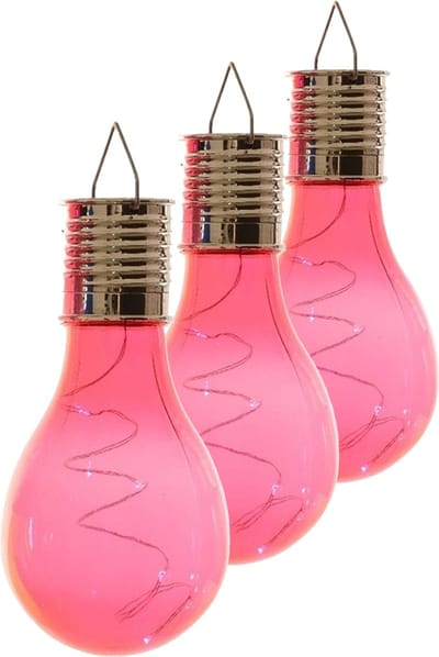 Lumineo Lampbolletje - 10x stuks - LED - rood - solar verlichting - 14 cm - tuinverlichting