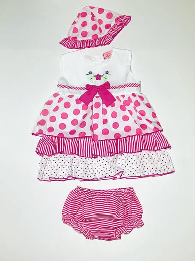 Sweet Elegance babyset 3-delig - roze stip - 68/74 (6-12)