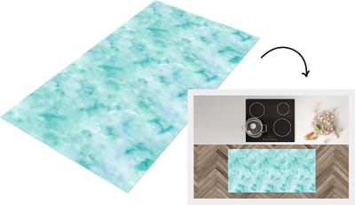 Keukenloper - Loper keuken - Waterverf - Patronen - Turquoise - Aqua - 120x60 cm - Keukenloper vinyl