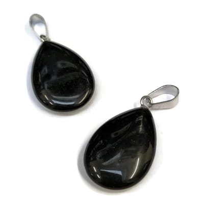 Aramat Jewels | Hangers | Obsidiaan Druppel Hanger natuursteen | | | |20mm | Staal | Volwassenen | Verkleurd niet