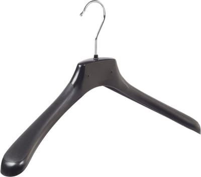 De Kledinghanger Gigant - Mantelhanger - Kostuumhanger - Jassenhanger - Volwassenen - HZ40 - 50 Stuks - Kunststof - Zwart - Gebogen Model - Schouderverbreding 4,8 cm - 40 cm - Kledinghanger - Kleerhanger - HZ-Serie (HZ40_00/50)