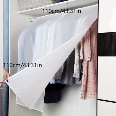 Lot de 1 grand sac à vêtements transparent en plastique, housse anti-poussière pour costume, protecteur de vêtements pour placard, organisateur de rangement suspendu 1pc blanc